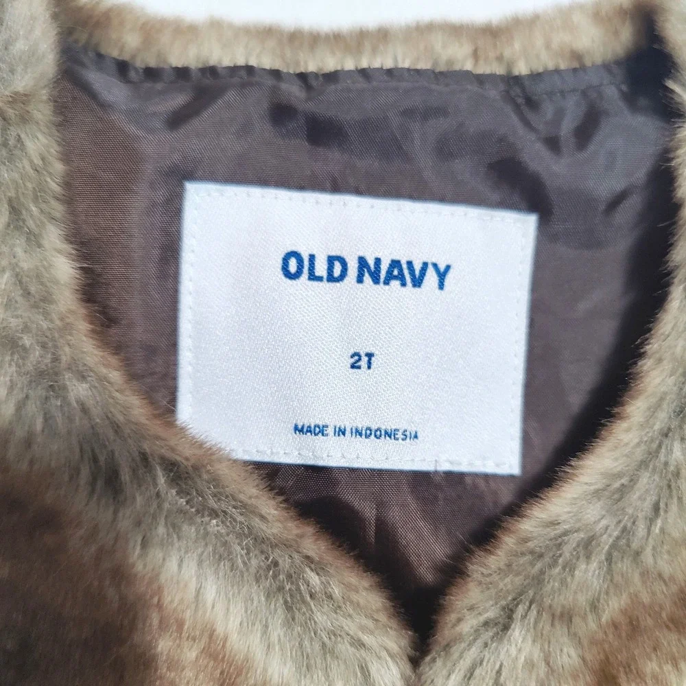 Old Navy Girls Faux Fur Vest 2T Brown Boho Western Mini Mob Wife Sleeveless